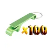 Aluminiumsboks / flaskeåpner - med nøkkelring - gratis tilpasset gravering - 100 stk