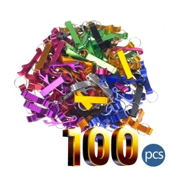 Aluminiumsboks / flaskeåpner - med nøkkelring - gratis tilpasset gravering - 100 stk