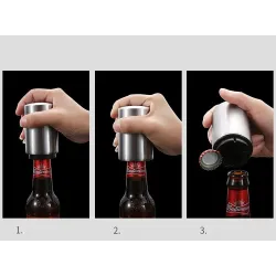 Automatisk ölflasköppnare - magnetisk - tryck ner - rostfritt stål