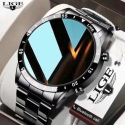 LIGE - Smart Watch luxuoso - tela de toque de círculo completo - Bluetooth - pressão arterial - à prova d'água
