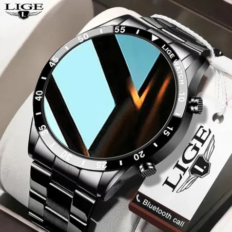 LIGE - luksuriøs Smart Watch - full sirkel berøringsskjerm - Bluetooth - blodtrykk - vanntett
