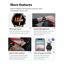 RelojesLIGE - reloj inteligente de lujo - pantalla táctil de círculo completo - Bluetooth - presión arterial - resistente al ...