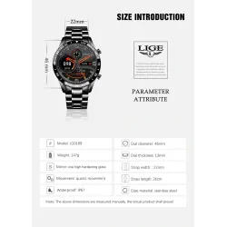 RelojesLIGE - reloj inteligente de lujo - pantalla táctil de círculo completo - Bluetooth - presión arterial - resistente al ...