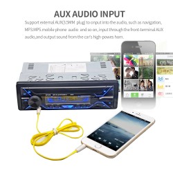 Auto-rádio Bluetooth - 1din - AUX - FM / MP3 / WMA / USB / cartão SD