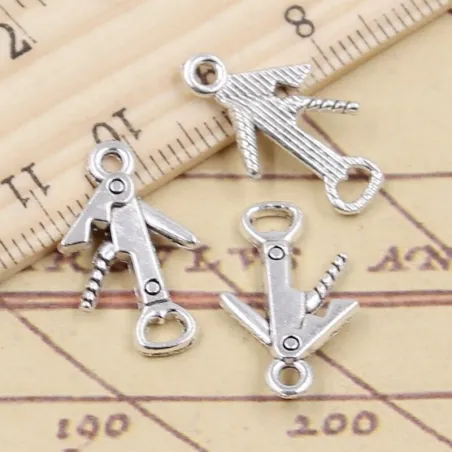 PulseraCuchillo / abrebotellas - colgantes antiguos de plata - para hacer joyas - 20 piezas