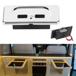 Dobbel USB-lader - stikkontakt - med blå LED-indikator - for bil / campingvogn - 5V/3.1A