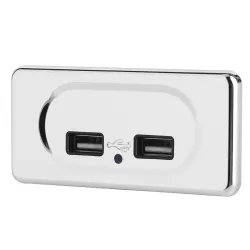Dobbel USB-lader - stikkontakt - med blå LED-indikator - for bil / campingvogn - 5V/3.1A