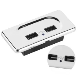 Dubbel USB-laddare - uttag - med blå LED-indikator - för bil / husvagn - 5V/3.1A