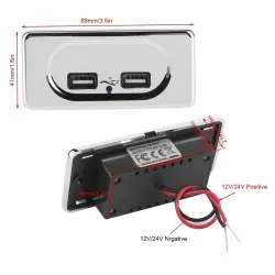 Dobbel USB-lader - stikkontakt - med blå LED-indikator - for bil / campingvogn - 5V/3.1A