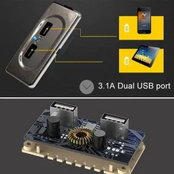 Biloplader - to USB-porte - stik med blå LED-indikator - DC5V/3.1A - 12V