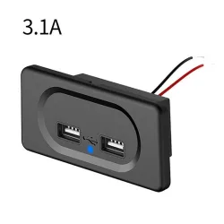 Accesorios de interiorCargador de coche - dos puertos USB - enchufe con indicador LED azul - DC5V/3.1A - 12V