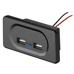 Biloplader - to USB-porte - stik med blå LED-indikator - DC5V/3.1A - 12V