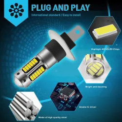 Bil strålkastare / dimma ljus - LED lampa - 6000K - H1 - H3 - H27/881 / H27/880 - 2 bitar