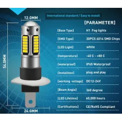 Bil strålkastare / dimma ljus - LED lampa - 6000K - H1 - H3 - H27/881 / H27/880 - 2 bitar