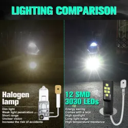 Biltåke / DRL-lys - LED-pære - H3 - DC12V 3030 SMD 6000K hvit - 2 stk.