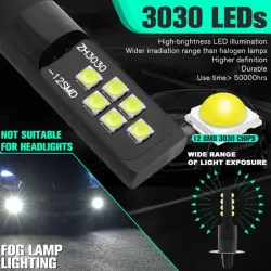 Biltåke / DRL-lys - LED-pære - H3 - DC12V 3030 SMD 6000K hvit - 2 stk.