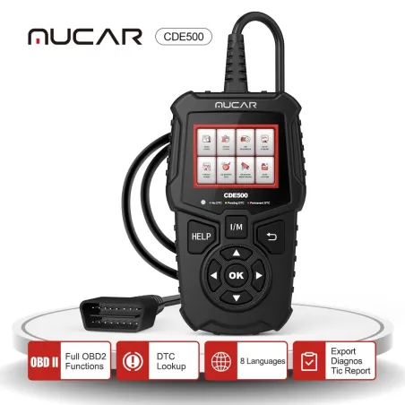 DiagnósticoMUCAR CDE500 - escáner completo OBD2 - lector de código - búsqueda DTC - herramienta de diagnóstico del coche