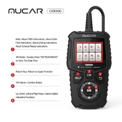 DiagnósticoMUCAR CDE500 - escáner completo OBD2 - lector de código - búsqueda DTC - herramienta de diagnóstico del coche