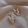 Elegant gold earrings - with multi layers pearlsEarrings
