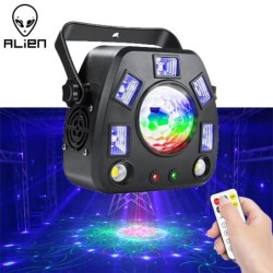 ALIEN - 4 in 1 - kauko-ohjain DMX laserprojektori - pyörivä pallo - UV-lavavalaistus