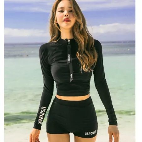 Vintage sexet badedragt - langærmet top / shorts - todelt