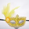 Sexy Augenmaske aus venezianischer Spitze - mit Federn / Kristall