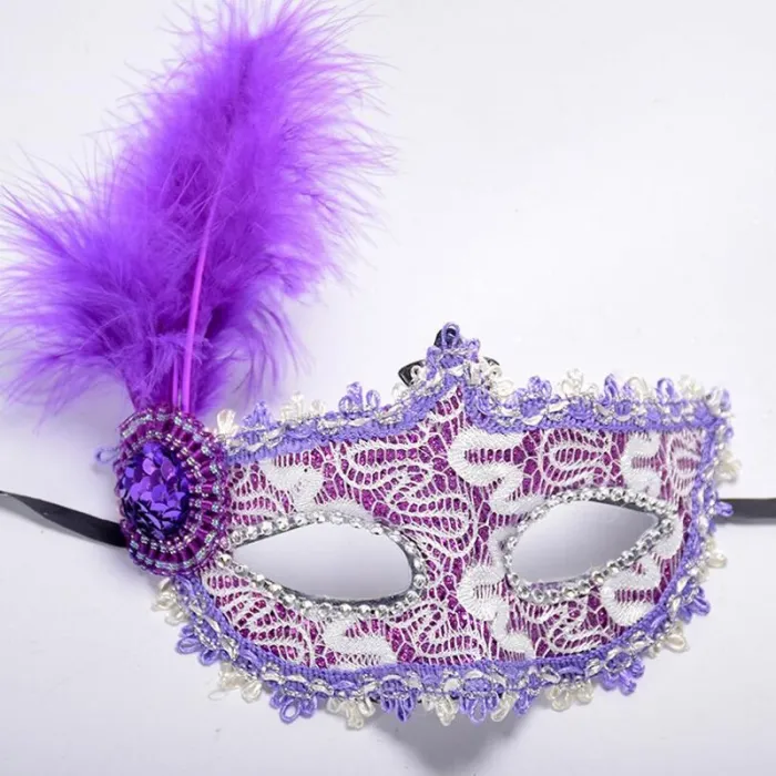 MáscaraAntifaz de encaje veneciano sexy - con plumas / cristal