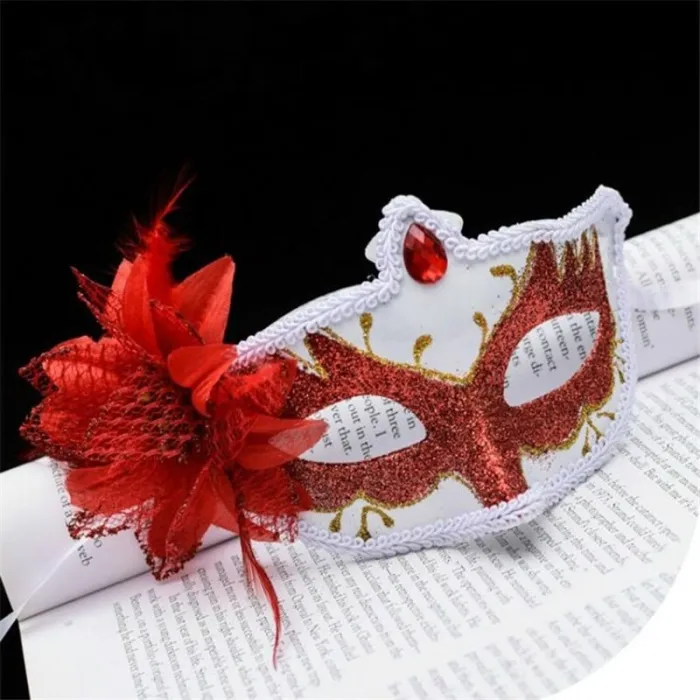 Maschera per gli occhi veneziana sexy - con diamante / fiore di piume / glitter