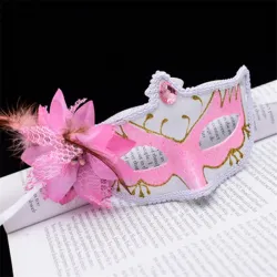 Masque pour les yeux vénitien sexy - avec diamant / fleur de plumes / paillettes