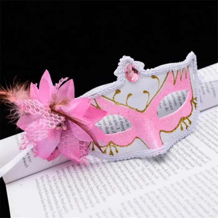 Masque pour les yeux vénitien sexy - avec diamant / fleur de plumes / paillettes