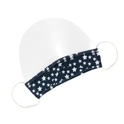 Transparent plastic face / mouth shield - with colorful fabric - anti-fog - visible mouthMouth masks