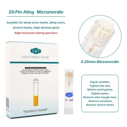 Derma roller - pontas de titânio - microagulha 0,25mm - ouro - reutilizável