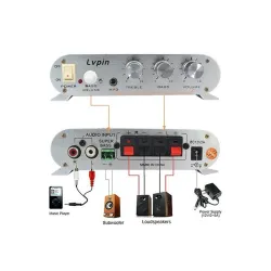 AmplificadorLP-838 mini amplificador Hi-Fi - coche - moto - casa - estéreo - bajo - 12V - 200W