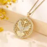 Vintage stainless steel necklace - Eagle / Cross / God guardian pendant - gold platedNecklaces