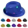 Retro discohatt - LED - glödande - med paljetter / glitter
