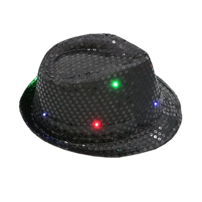 Retro discohatt - LED - glödande - med paljetter / glitter