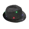 Retro disco hat - LED - lysende - med pailletter / glitter
