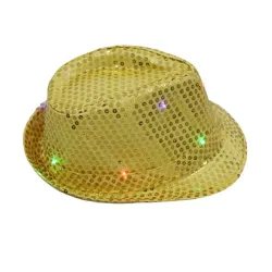 Retro disco hat - LED - lysende - med pailletter / glitter