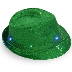 Retro discohatt - LED - glödande - med paljetter / glitter