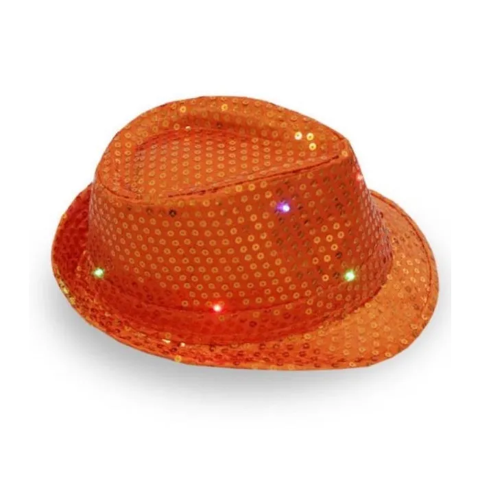 Retro discohatt - LED - glödande - med paljetter / glitter