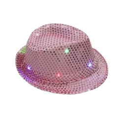 Retro discohatt - LED - glödande - med paljetter / glitter