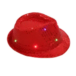 Retro disco hat - LED - lysende - med pailletter / glitter