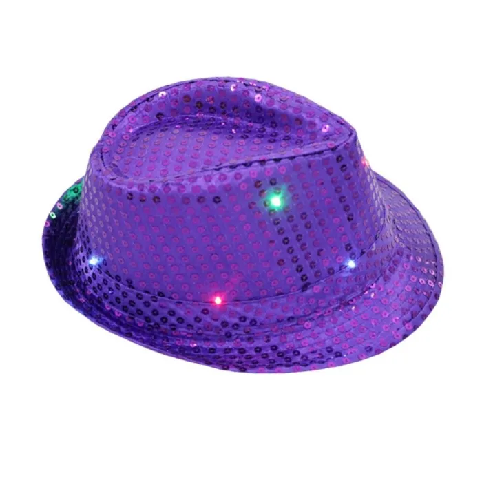 Retro discohatt - LED - glödande - med paljetter / glitter