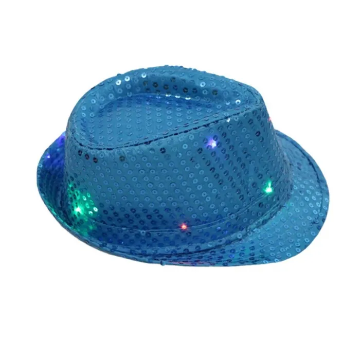 Retro disco hat - LED - lysende - med pailletter / glitter