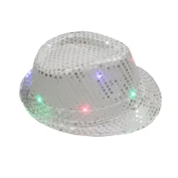 Retro discohatt - LED - glödande - med paljetter / glitter