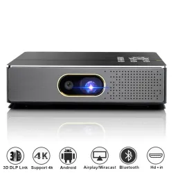 WZATCO S5 - mini DLP 3D -projektori - 4K - 5G - WIFI - Smart Android 9 - Full HD - 1080P