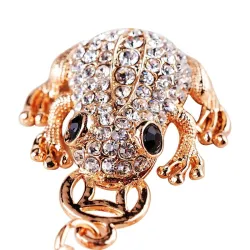 Crystal toad with old coin - keychainKeyrings