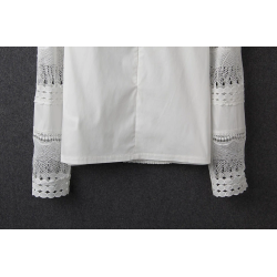 Elegante witte blouse met lange mouwen - uitgehold kantBlouses & overhemden