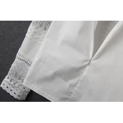 Elegant langermet hvit bluse - uthult blonder