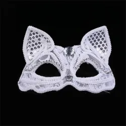 Masque pour les yeux vénitien luxueux - dentelle / paillettes / paillettes - oeil de chat - Halloween / mascarades